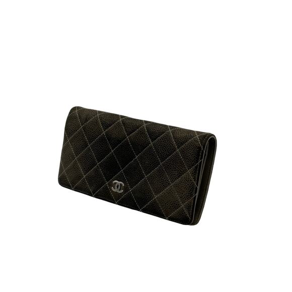 Chanel Caviar Quilted CC logo Bi-Fold Wallet Gray*EUC*Care Cards*Exterior Pocket - Picture 2 of 16